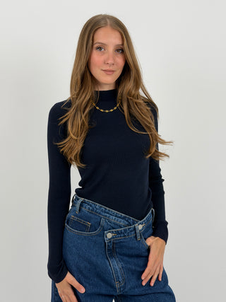 Maglia a Costine Blu