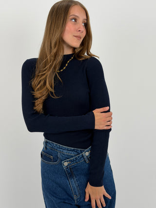 Maglia a Costine Blu