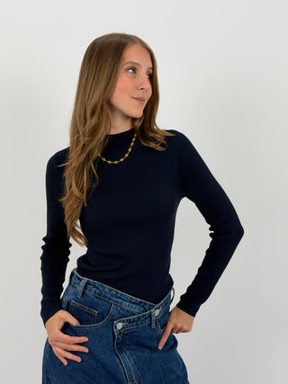 Maglia a Costine Blu