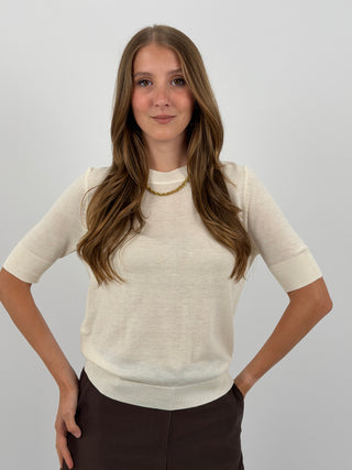 T-Shirt in Maglia Crema