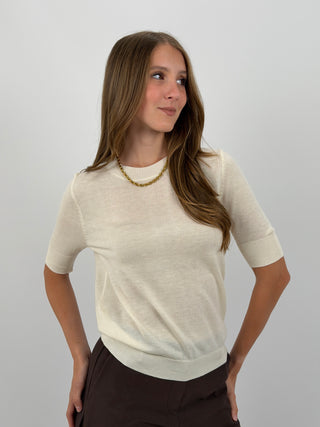 T-Shirt in Maglia Crema