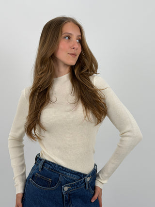 Maglia a Costine Crema