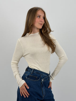 Maglia a Costine Crema