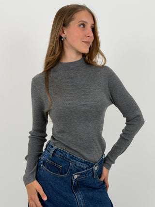 Maglia a Costine Grigia