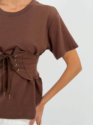 T-Shirt con Bustino Marrone