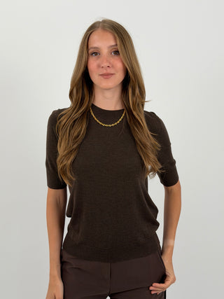 T-Shirt in Maglia Marrone