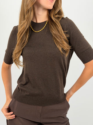 T-Shirt in Maglia Marrone