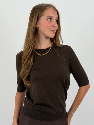 T-Shirt in Maglia Marrone