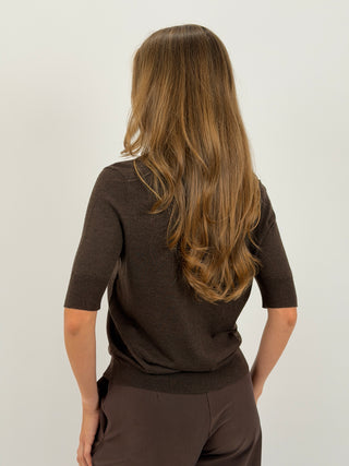 T-Shirt in Maglia Marrone