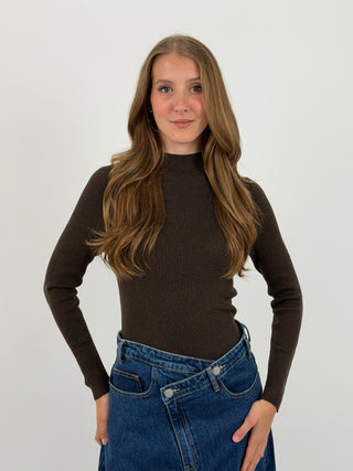 Maglia a Costine Marrone