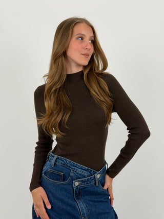 Maglia a Costine Marrone