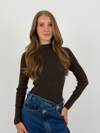 Maglia a Costine Marrone