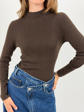 Maglia a Costine Marrone