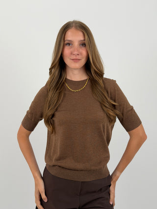 T-Shirt in Maglia Mocha Mousse