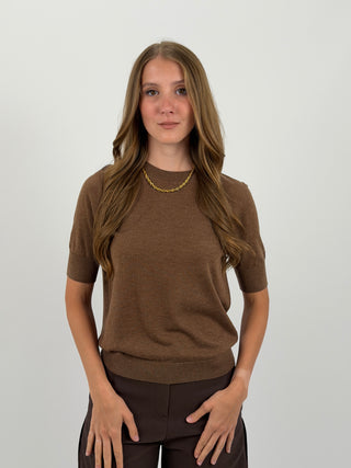 T-Shirt in Maglia Mocha Mousse