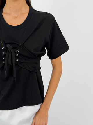 T-Shirt con Bustino Nera