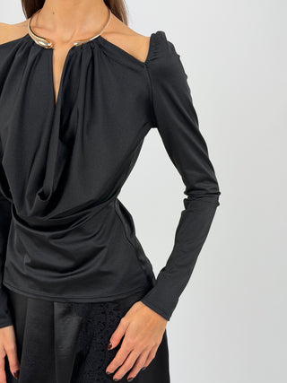 Maglia con Collarino Gioiello Nera