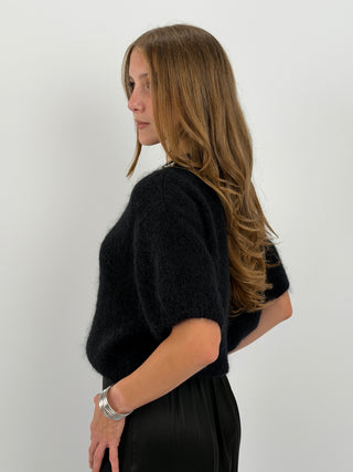 Maglia in Mohair con Dettagli Gioiello Nera