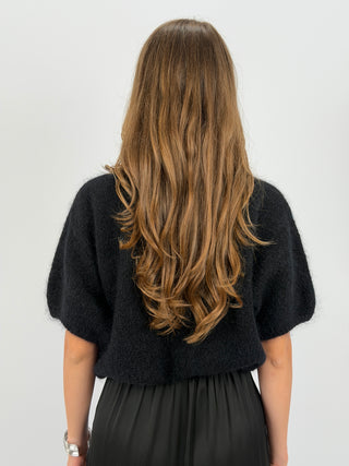 Maglia in Mohair con Dettagli Gioiello Nera