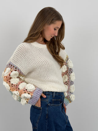 Maglione con Maniche Crochet