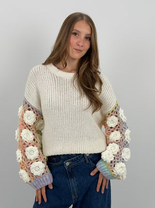 Maglione con Maniche Crochet
