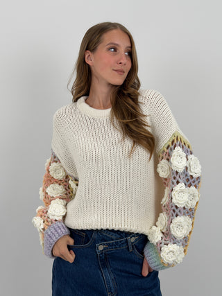 Maglione con Maniche Crochet