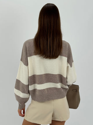 Maglione in Lana a Righe Sabbia