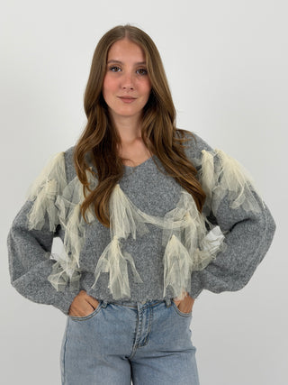 Maglione Grigio con Fiocco