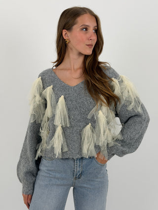 Maglione Grigio con Fiocco