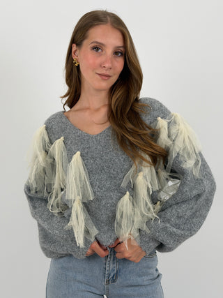 Maglione Grigio con Fiocco