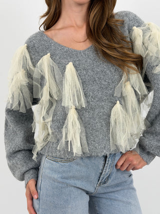 Maglione Grigio con Fiocco