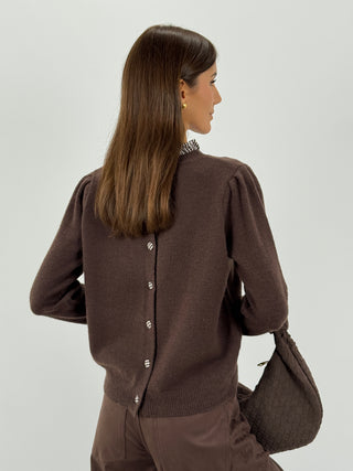 Maglione con Bottoncini Marrone