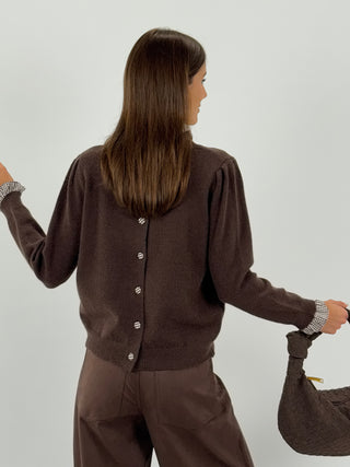 Maglione con Bottoncini Marrone