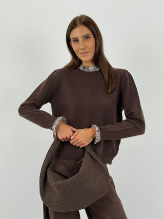 Maglione con Bottoncini Marrone