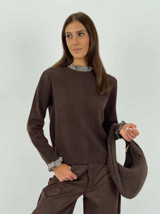 Maglione con Bottoncini Marrone