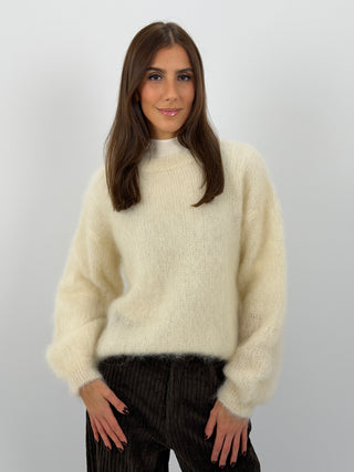Maglione a Girocollo in Kid Mohair Burro