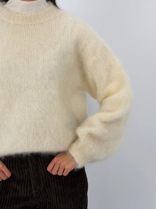 Maglione a Girocollo in Kid Mohair Burro