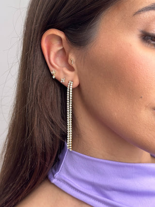 Boucles d'oreilles à double rangée de cristal