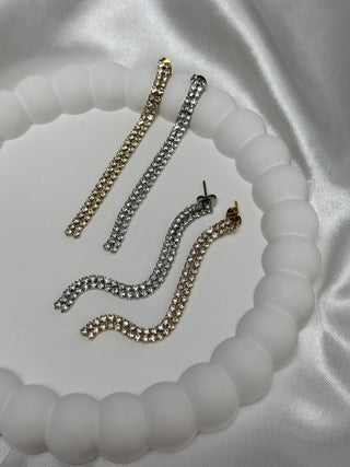 Boucles d'oreilles à double rangée de cristal