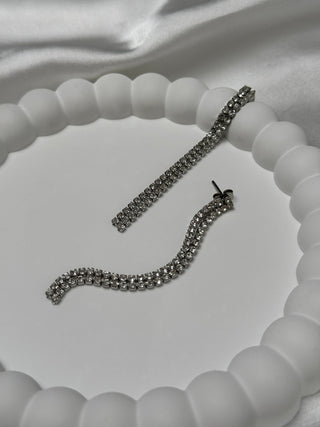 Boucles d'oreilles à double rangée de cristal