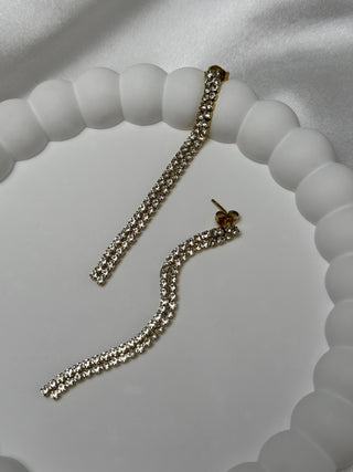Boucles d'oreilles à double rangée de cristal