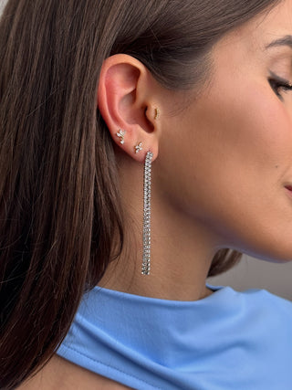 Boucles d'oreilles à double rangée de cristal