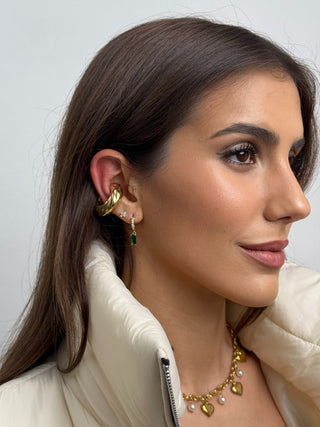 Boucles d'oreilles baguette avec pendentif vert