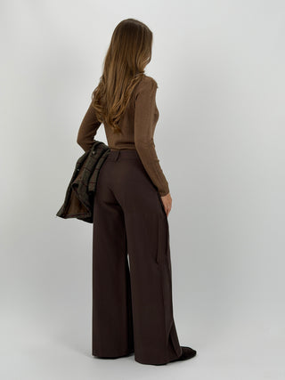 Pantalone Wide Leg Marrone