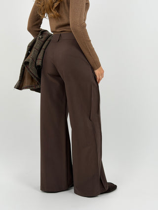 Pantalone Wide Leg Marrone