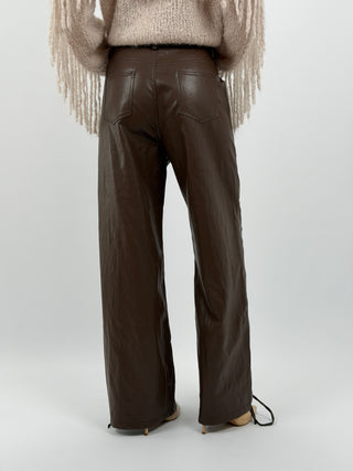 Pantalone Wide Leg con Lacci Marrone
