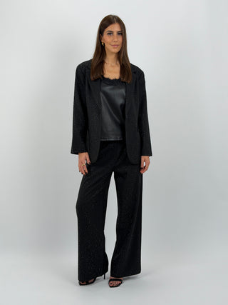 Pantalone a Palazzo con Strass Nero