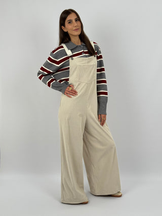 Salopette Lumina in Velluto Crema