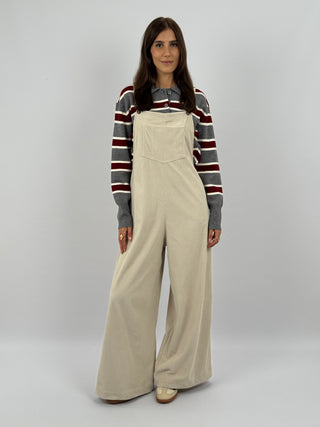 Salopette Lumina in Velluto Crema