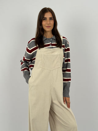 Salopette Lumina in Velluto Crema